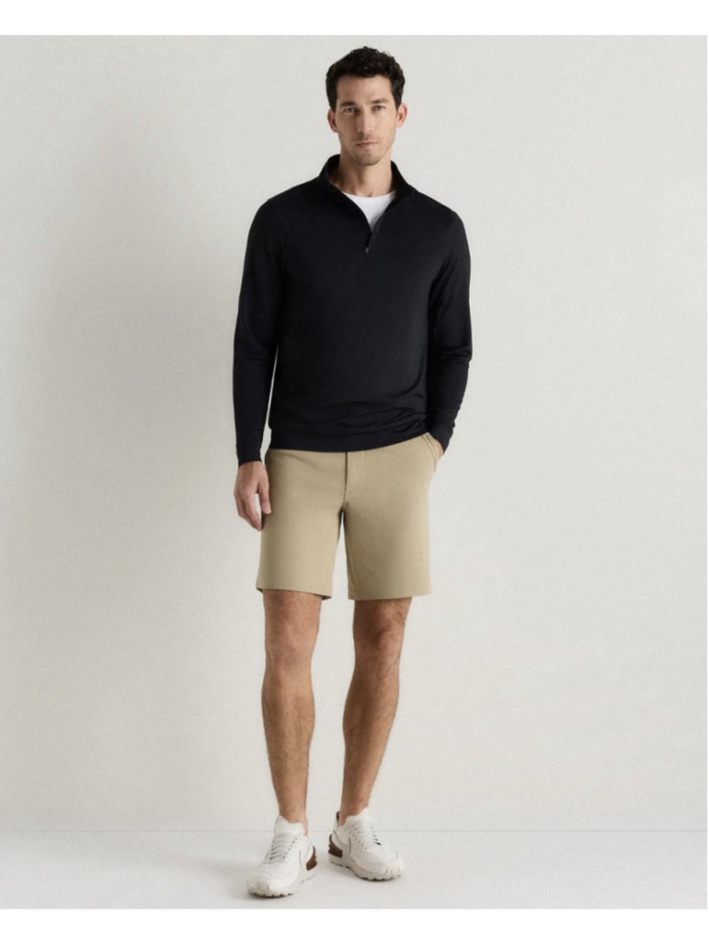 Quince Mens Performance Golf Quarter Zip Pullover Black L Stretch Wicking